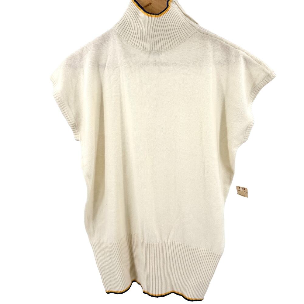 MINT Vintage 90s Segue Ivory Turtleneck Shoulder-Zip Sweater Vest